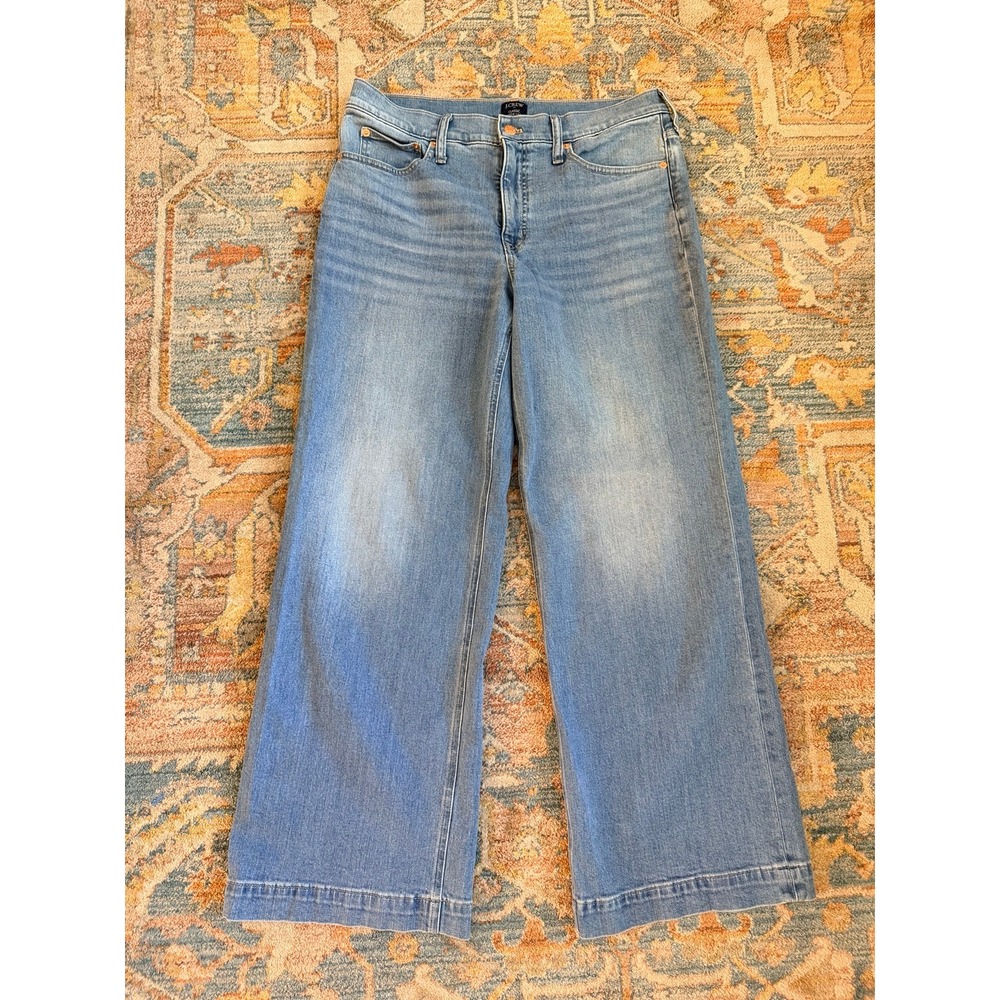 J.Crew Classic Wide-Leg Jeans Women's 30 Light Wash Stretch Denim